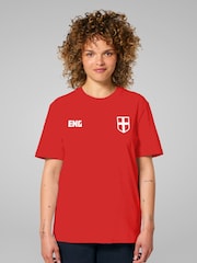 All + Every Red England Euro Football Kit Style White Logo T-Shirt - Image 2 of 4