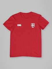 All + Every Red England Euro Football Kit Style White Logo T-Shirt - Image 3 of 4