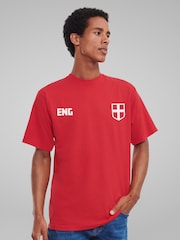 All + Every Red England Euro Football Kit Style White Logo T-Shirt - Image 1 of 4