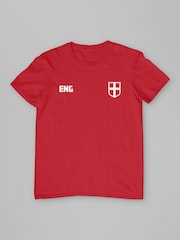 All + Every Red England Euro Football Kit Style White Logo T-Shirt - Image 3 of 4