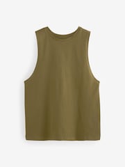 Khaki Green 100% Cotton Active Jersey Tank - Image 5 of 6