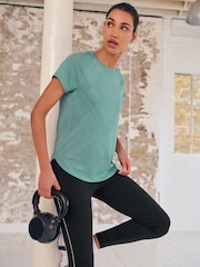 Teal Blue Active Short Sleeve Jacquard Geo Sport Top - Image 1 of 7
