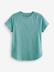 Teal Blue Active Short Sleeve Jacquard Geo Sport Top - Image 6 of 7