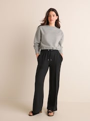 Grey Active Crew Neck Drawstring Tie Hem Sweatshirt - Image 2 of 7