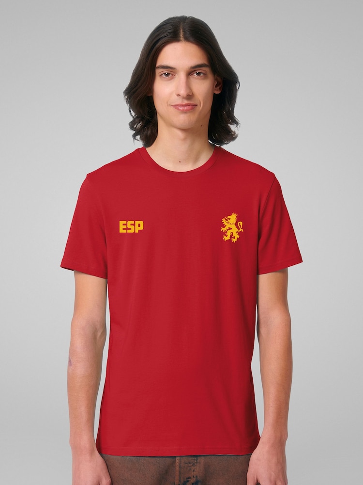 All + Every Red Spain Euro Football Kit Style T-Shirt - Image 1 of 4