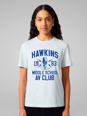 All + Every White Stranger Things Hawkins Middle School AV Club Women's T-Shirt - Image 1 of 4