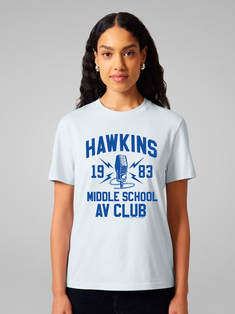 All + Every White Stranger Things Hawkins Middle School AV Club Women's T-Shirt - Image 1 of 4