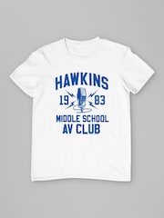 All + Every White Stranger Things Hawkins Middle School AV Club Women's T-Shirt - Image 3 of 4