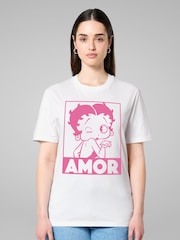 All + Every White Betty Boop Amor Wink Kiss T-Shirt - Image 1 of 4