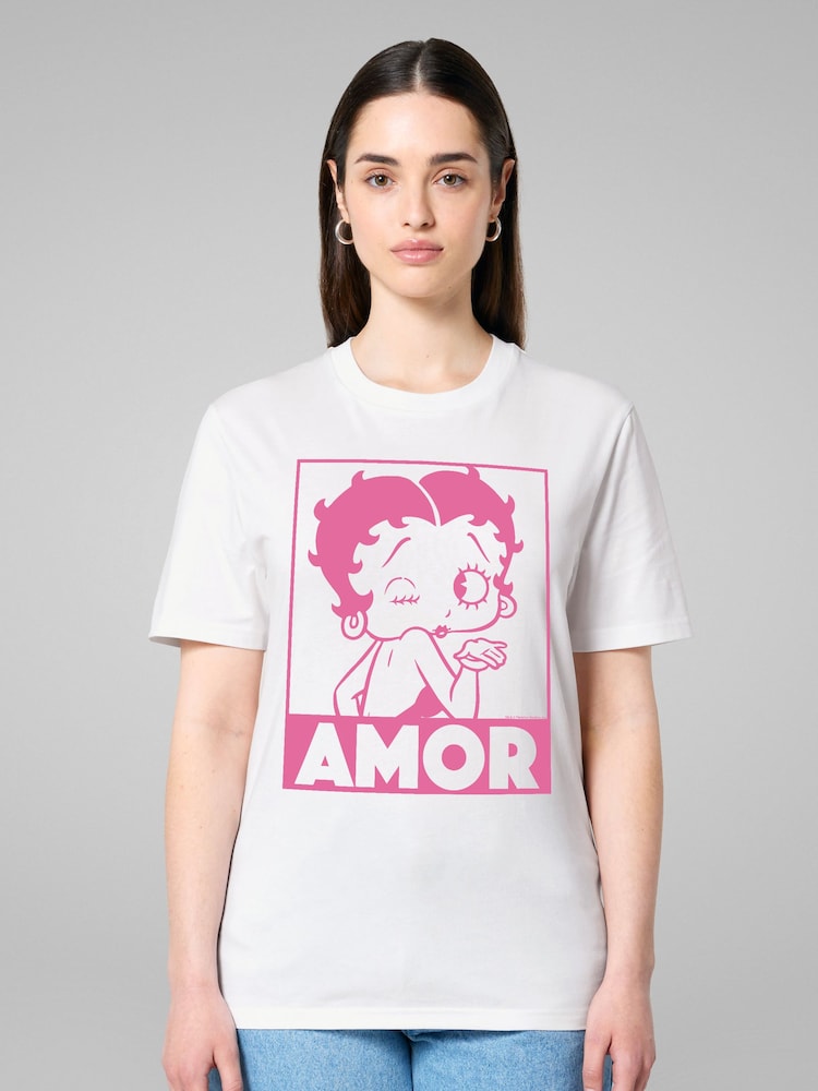All + Every White Betty Boop Amor Wink Kiss T-Shirt - Image 1 of 4