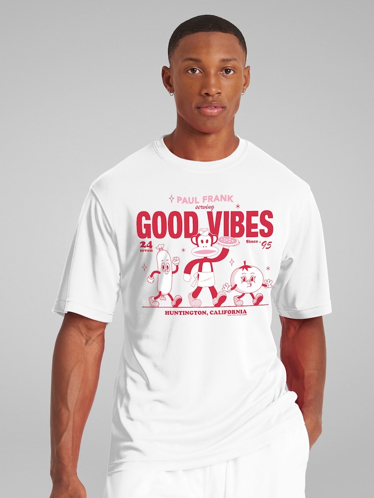 All + Every White Paul Frank Julius The Monkey Serving Good Vibes California T-Shirt - Image 1 of 4