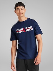 All + Every Blue England Flag Text Euro Football T-Shirt - Image 1 of 4