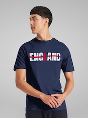 All + Every Blue England Flag Text Euro Football T-Shirt - Image 2 of 4