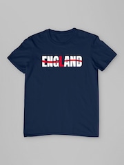 All + Every Blue England Flag Text Euro Football T-Shirt - Image 3 of 4