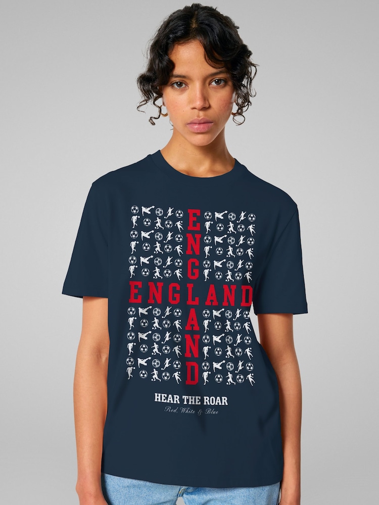 All + Every Blue England Hear The Roar Euro Football  T-Shirt - Image 1 of 4