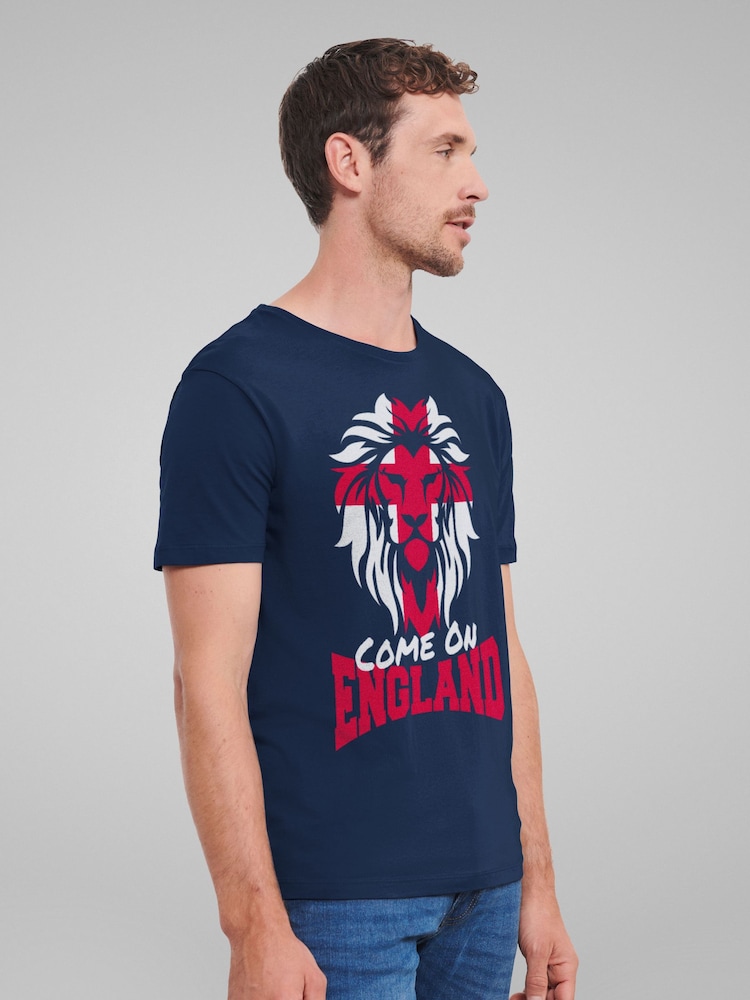 All + Every Blue Come On England Football Lion Cross T-Shirt - Image 2 of 4