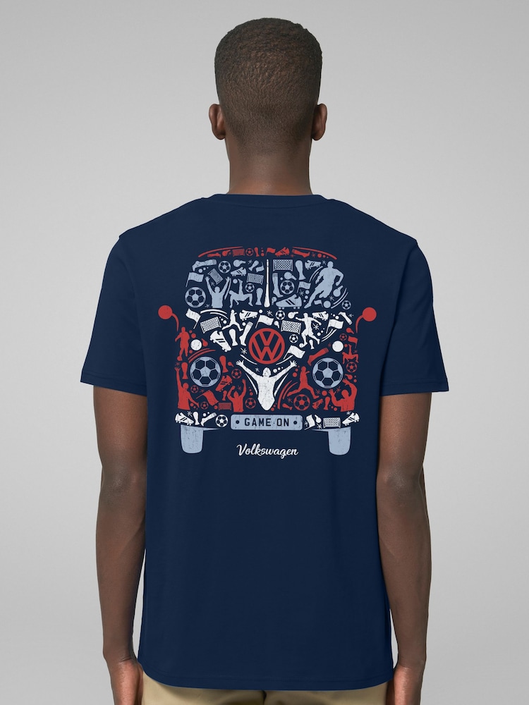 All + Every Blue Volkswagen Euro Football Camper Game On England Back Print T-Shirt - Image 1 of 4