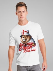 All + Every White C'mon England Flag Wrapped Lion Euro Football T-Shirt - Image 2 of 4