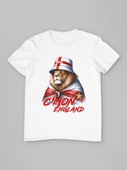 All + Every White C'mon England Flag Wrapped Lion Euro Football T-Shirt - Image 3 of 4