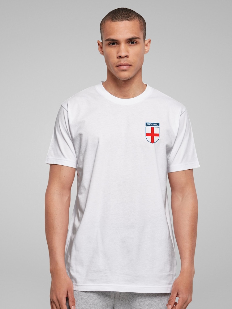 All + Every White England Badge Pocket Print Euro Football T-Shirt - Image 1 of 4