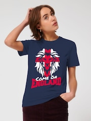 All + Every Blue Come On England Football Lion Cross T-Shirt - Image 2 of 4