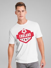All + Every White England Euro Football And Stars Emblem T-Shirt - Image 1 of 4