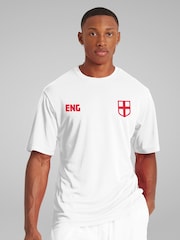 All + Every White England Euro Football Kit Style T-Shirt - Image 2 of 4
