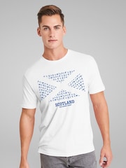 All + Every White Scotland Barmy Army Flag Pattern Euro Football T-Shirt - Image 1 of 4