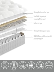 1000 Pocket Sprung British Wool Lavish Medium Mattress with Pillow Top - Image 3 of 4