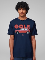 All + Every Blue Volkswagen Golf GTI Mk1 Red Retro T-Shirt - Image 1 of 4