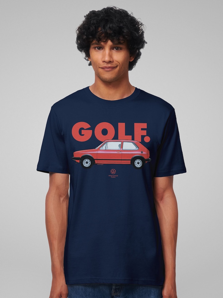 All + Every Blue Volkswagen Golf GTI Mk1 Red Retro T-Shirt - Image 1 of 4