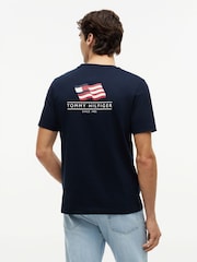 Tommy Hilfiger Blue Wavy Flag Back Graphic Jersey T-Shirt - Image 2 of 5