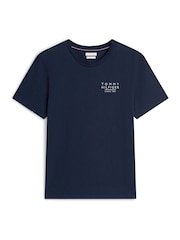 Tommy Hilfiger Blue Wavy Flag Back Graphic Jersey T-Shirt - Image 5 of 5