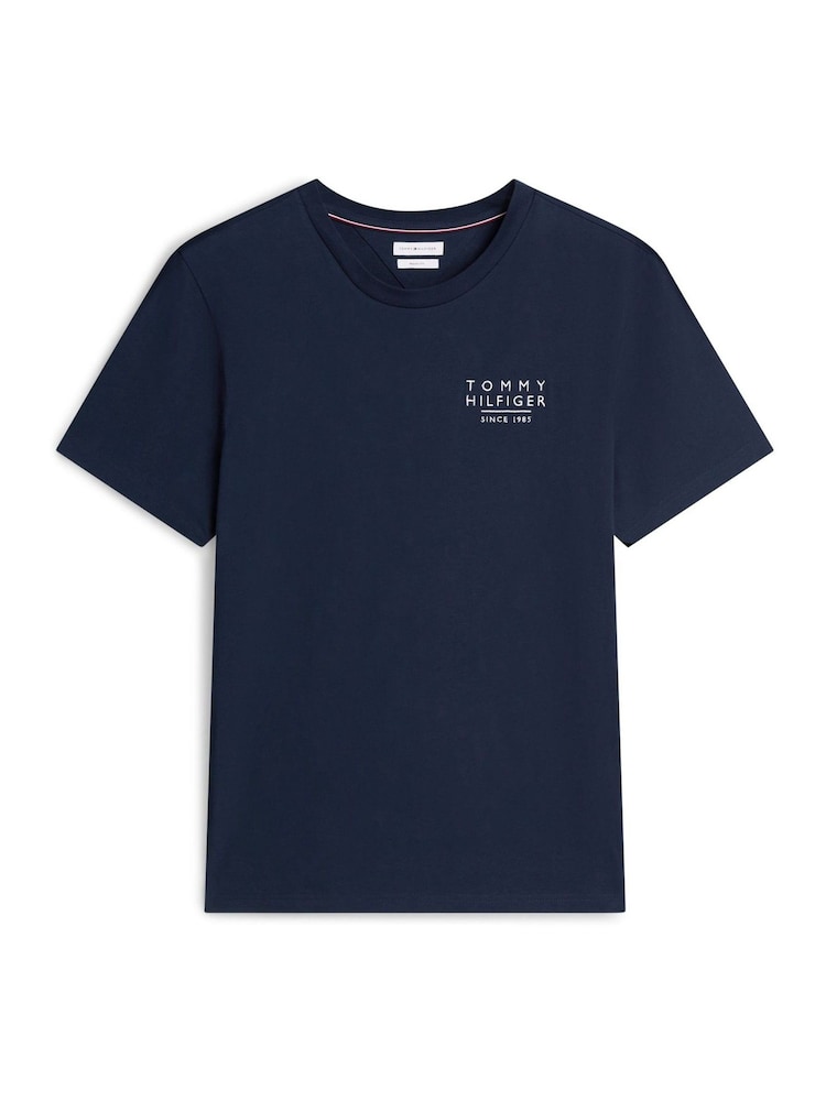 Tommy Hilfiger Blue Wavy Flag Back Graphic Jersey T-Shirt - Image 5 of 5
