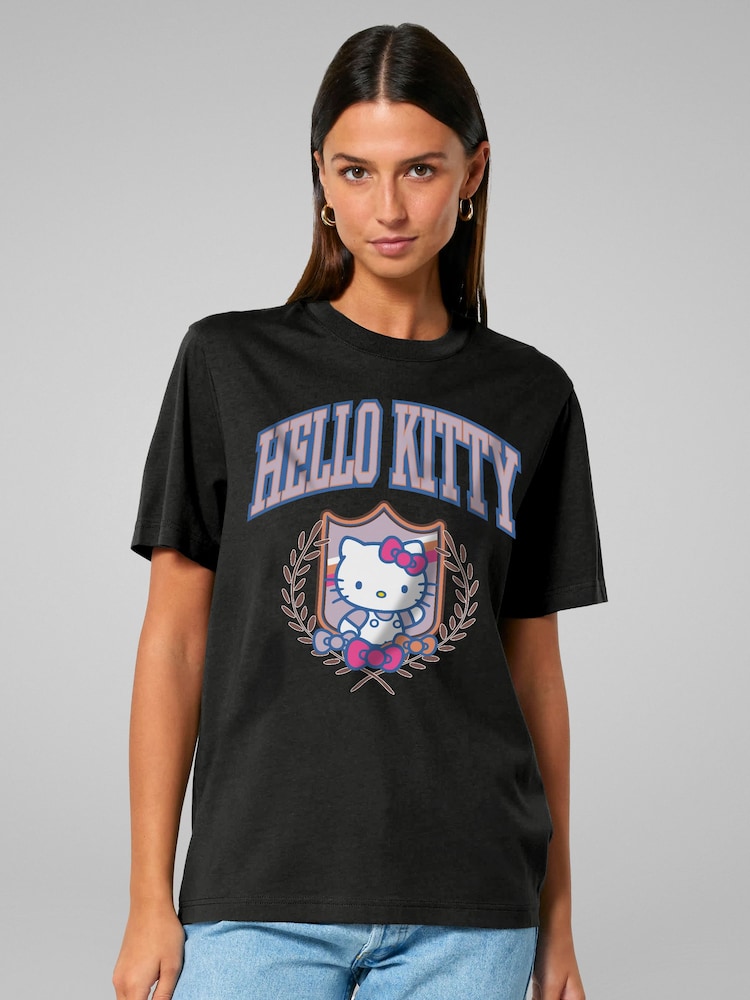 All + Every Black Hello Kitty College Sports Style Women's T-Shirt - Image 1 of 4