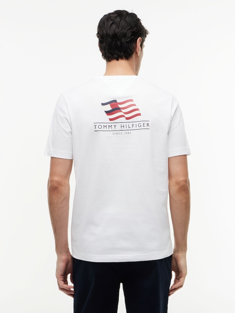 Tommy Hilfiger White Wavy Flag Back Graphic Jersey T-Shirt - Image 2 of 5