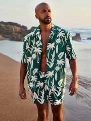 Green/Ecru Sun Printed Swim Shorts - Image 1 of 1