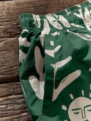 Green/Ecru Sun Printed Swim Shorts - Image 6 of 9