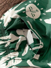 Green/Ecru Sun Printed Swim Shorts - Image 8 of 9