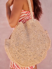 Natural Straw Circle Shoulder Bag - Image 4 of 9