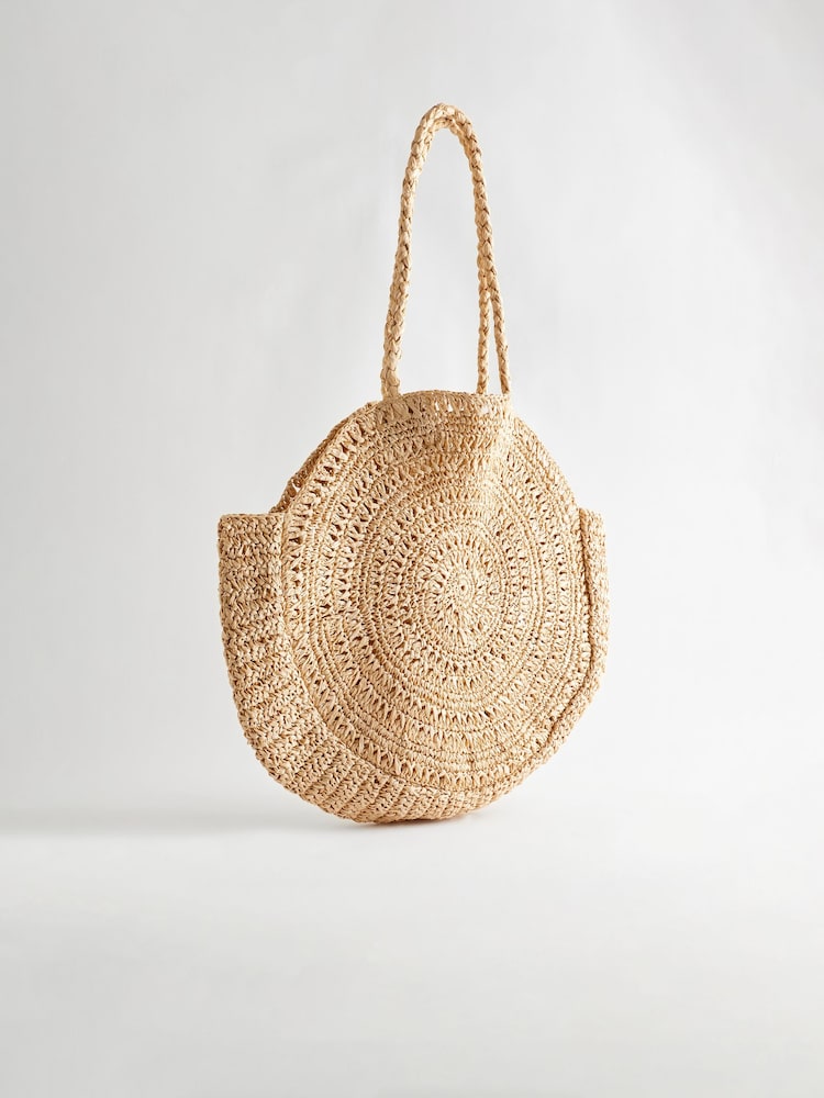 Kalinga Ashok Tan Circle Bag Straw Bag Circle Woven Straw Circle