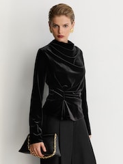 Reiss Black Presley Leather Chain-Strap Clutch Bag - Image 2 of 7
