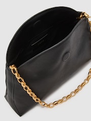 Reiss Black Presley Leather Chain-Strap Clutch Bag - Image 6 of 7