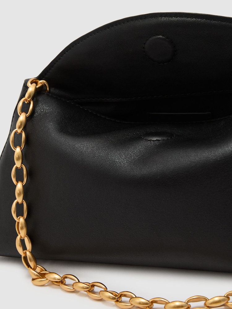 Reiss Black Presley Leather Chain-Strap Clutch Bag - Image 7 of 7 Reiss Black Presley Leather Chain-Strap Clutch Bag - Image 7 of 7