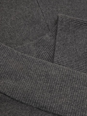 Reiss Charcoal Grey Elle Wool-Cotton Blend High V-Neck Jumper - Image 6 of 6