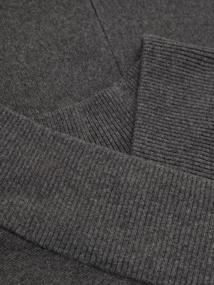 Reiss Charcoal Grey Elle Wool-Cotton Blend High V-Neck Jumper - Image 6 of 6 Reiss Charcoal Grey Elle Wool-Cotton Blend High V-Neck Jumper - Image 6 of 6