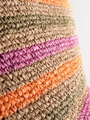 Multi Multi Stripe Raffia Shopper Bag with Beaded Charm - Image 7 of 8