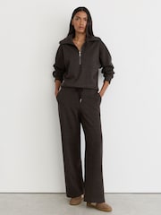 Reiss Dark Brown Mina Herringbone Half-Zip Sweatshirt - Image 3 of 6