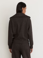 Reiss Dark Brown Mina Herringbone Half-Zip Sweatshirt - Image 5 of 6