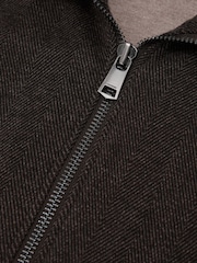 Reiss Dark Brown Mina Herringbone Half-Zip Sweatshirt - Image 6 of 6